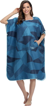 Flyily hooded wetsuit changing robe showing back view and length