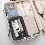 LETGO waterproof makeup bag positioned next to travel bottles