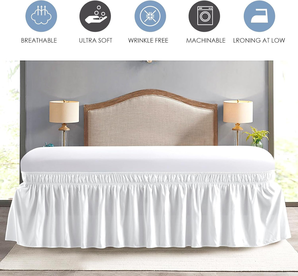 FreshCulture microfiber bed skirt corner detail and stitching