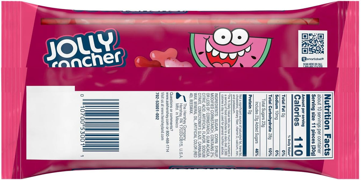 Cherry strawberry and watermelon flavored chewy candies close up