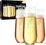 GuanQiao 12 Pack Stemless Plastic Champagne Flutes front view for wedding catering
