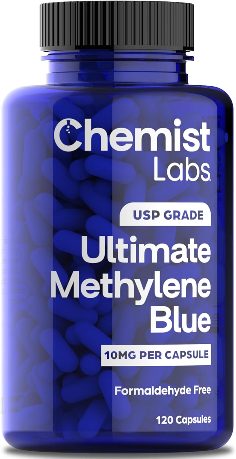 Methylene Blue Capsules for Humans - USP Grade 99% Purity, Methylene Blue Pharmaceutical Grade, Third Party Tested, Supports Cellular & Mitochondrial Function, Made in USA, 120 Count - Image 1