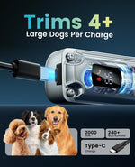 High speed dog clipper kit with multiple attachment guide combs and accessories.