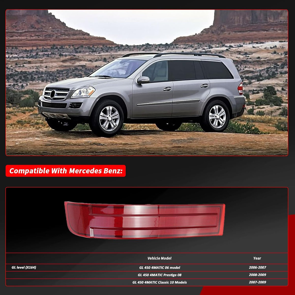 Mercedes-Benz GL-Class X164 compatible bumper reflector packaging