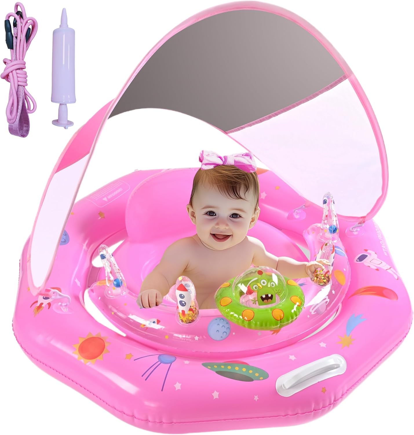 Glopus baby pool float with canopy front view