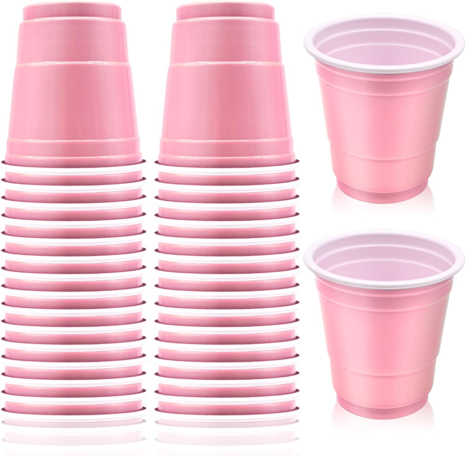 Yaure Joy light pink plastic shot glasses front view for party events.