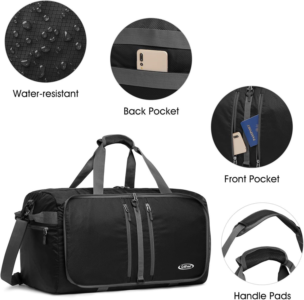 G4Free packable weekender bag folded into compact storage pouch