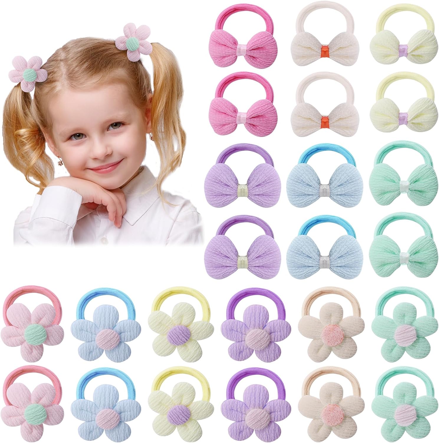 Obeoby toddler hair ties 24 piece set front view