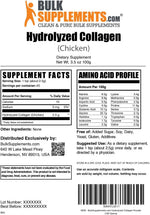 BulkSupplements chicken collagen peptide packaging emphasizing zero sugar and zero sodium dietary attributes.