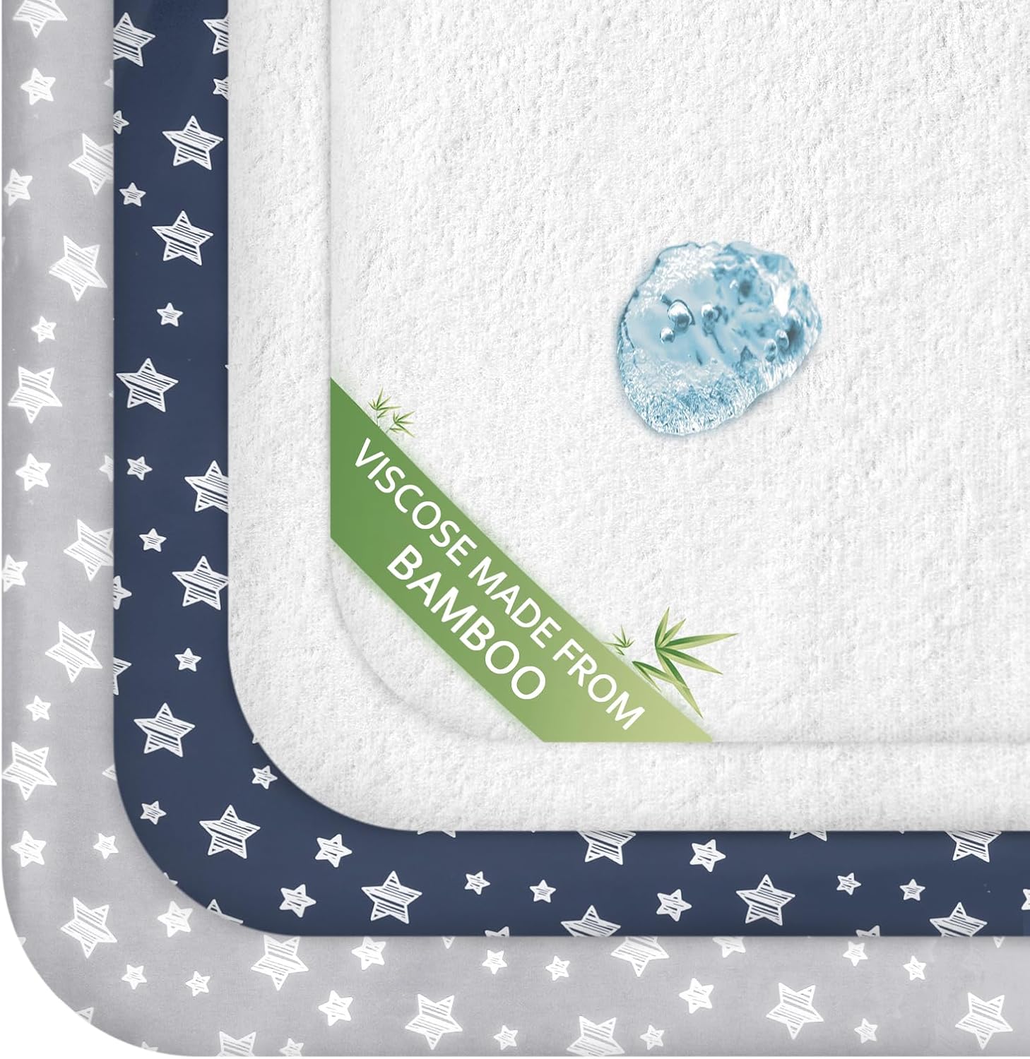 Moonsea pack and play sheets and waterproof mattress protector set front view packaging