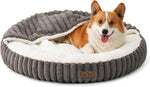 COZY KISS Hooded Blanket Cat Bed - 20"x20" Round Fluffy Donut Cuddler for Cats & Toy Dogs, Anti-Anxiety Faux Fur Pet Bed, Machine Washable with Non-Slip Bottom, Cream - Image 10