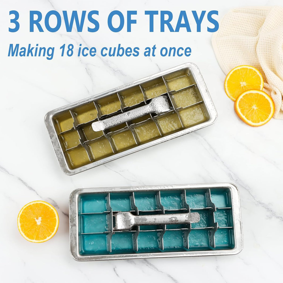 KAYCROWN food-grade stainless steel ice tray viewed from an angle