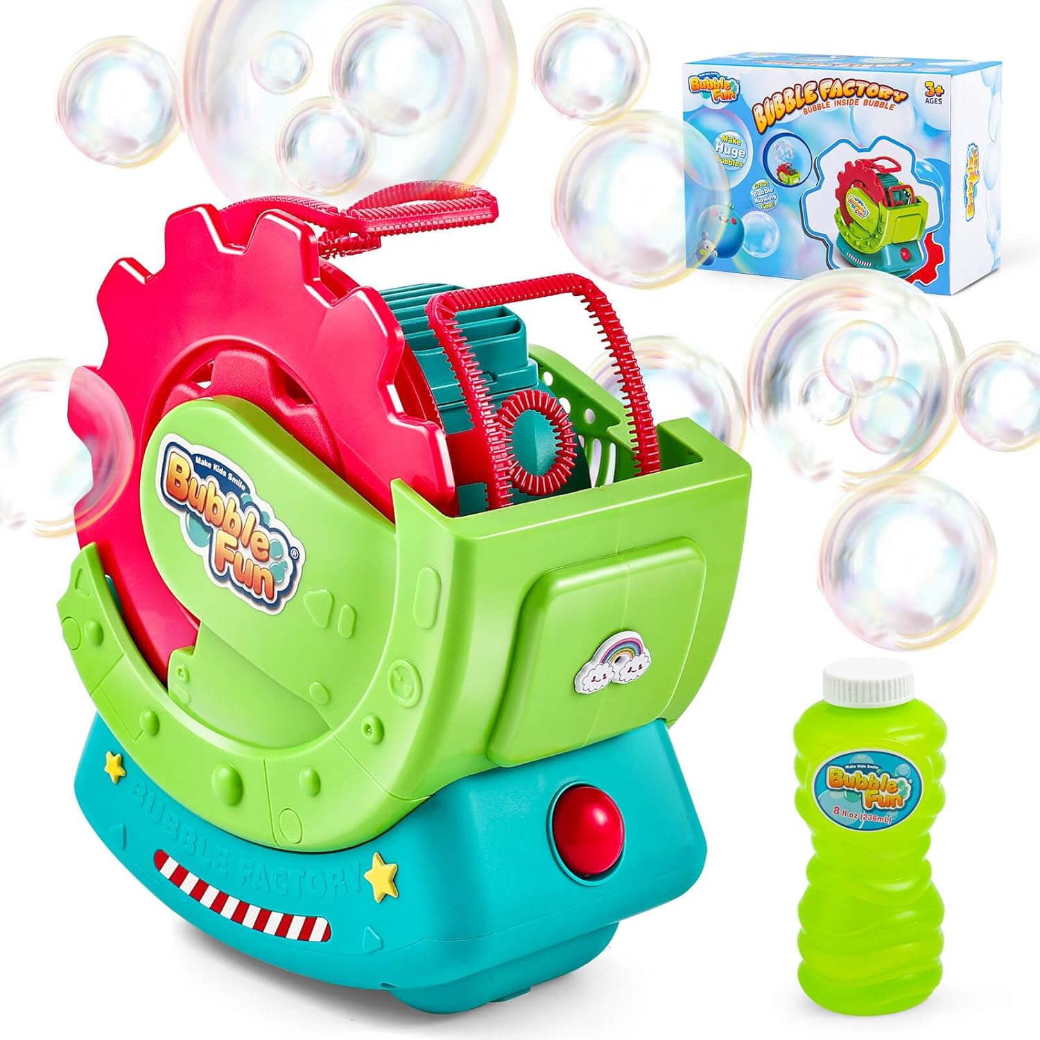 Bubble Machine for Toddlers Kids & Pets, with 8oz Safe Solution, Extra Large & Bubbles in Bubble Maker, Children & Pets Dog Toys Gift, Indoor/Outdoor Birthday Wedding Party Bubble Blower - Image 1