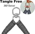 Shock absorbing bungee section stretching to demonstrate flexible tension relief.