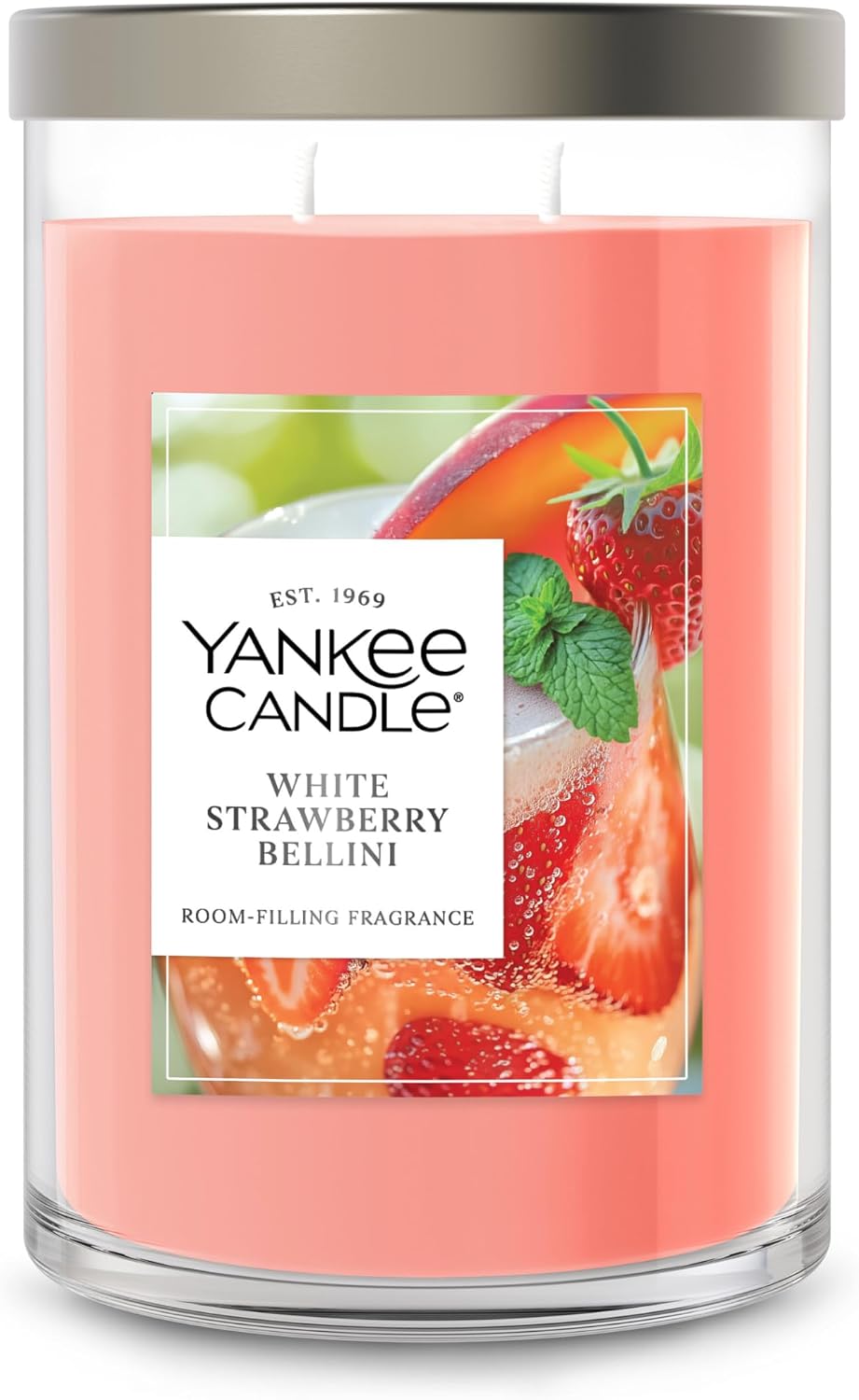 Yankee Candle White Strawberry Bellini large tumbler front view