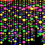 WELITTCON UV round dot paper neon garland front view showing vibrant multi-colored circles glowing under blacklight.