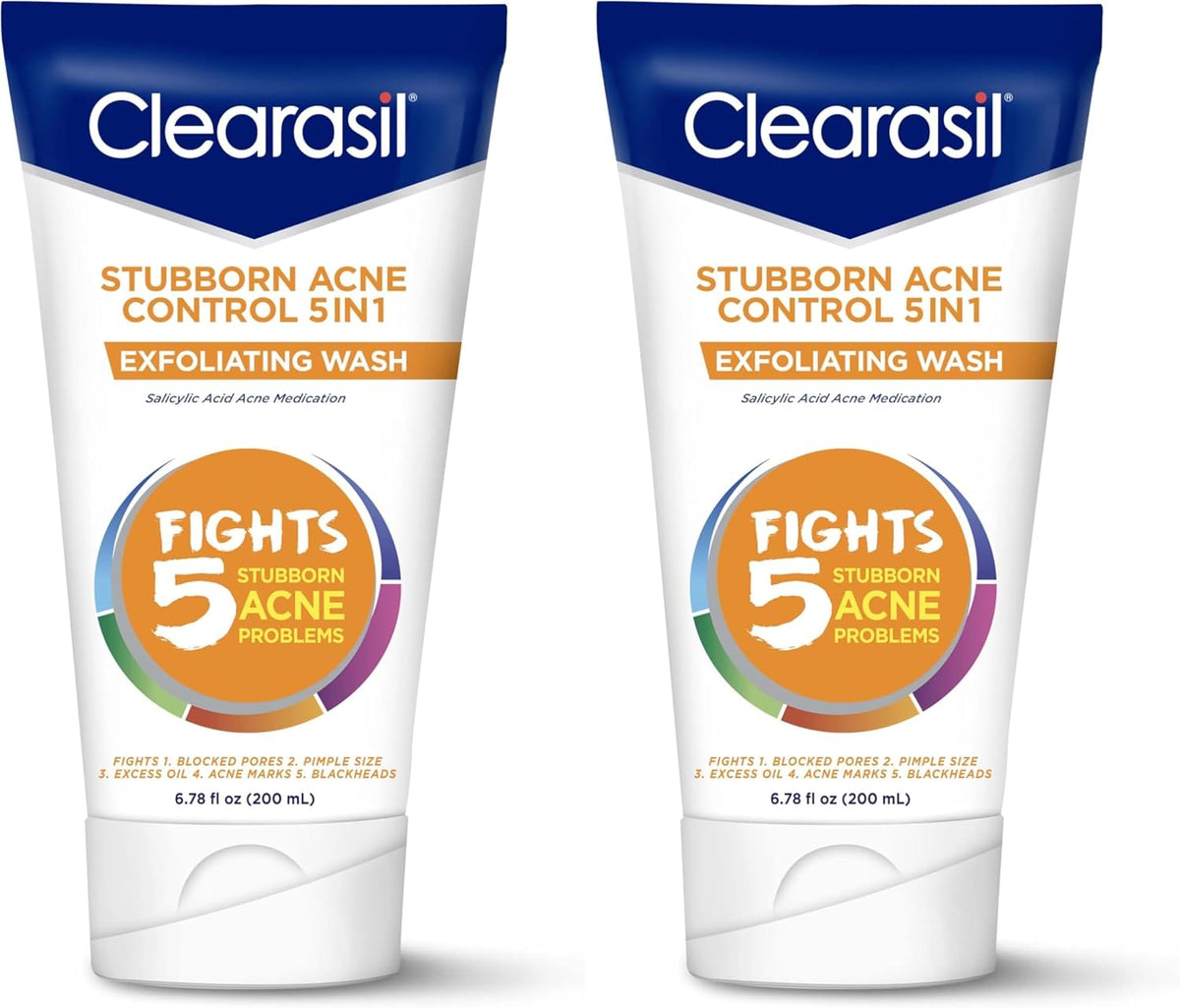 Clearasil Stubborn Acne Control 5in1 Exfoliating Wash, Maximum Strenght with 2% Salicylic Acid Acne Treatment Medicine, Daily Acne Facial Cleanser 6.78 fl oz - Image 12
