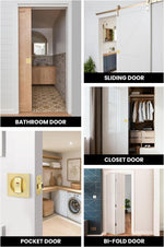 Goldenwarm brushed gold pocket door hardware side profile view