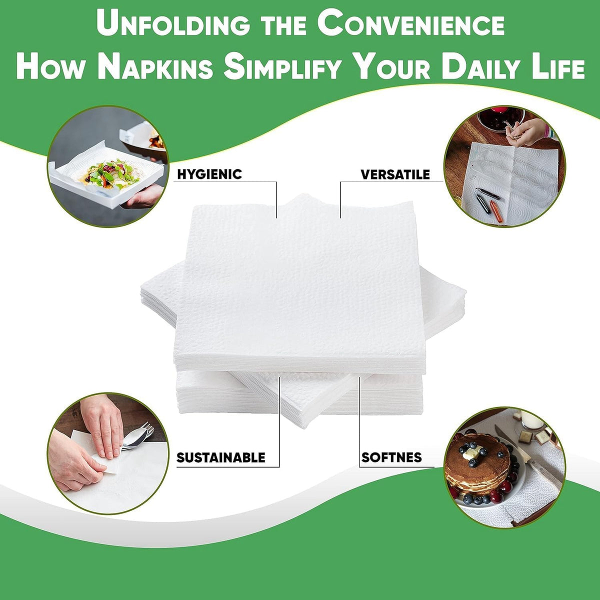 Pantryware Essentials paper napkins unfolded dimensions view