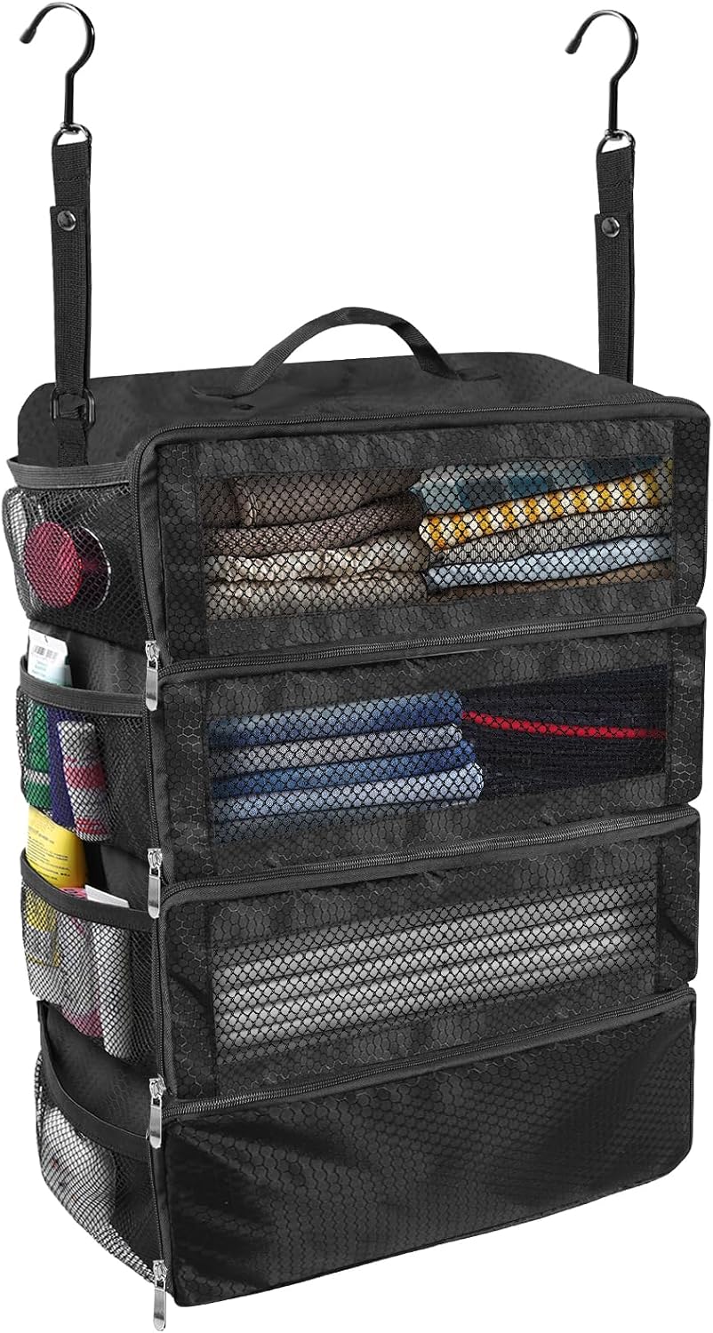 Olosar Suitcase Organizer, Travel Luggage Organizer Portable Hanging Travel Shelves Collapsible Hanging Packing Cubes for Carry on Suitcase - Image 15