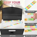 Uquelic 26 pocket document organizer showing accordion base
