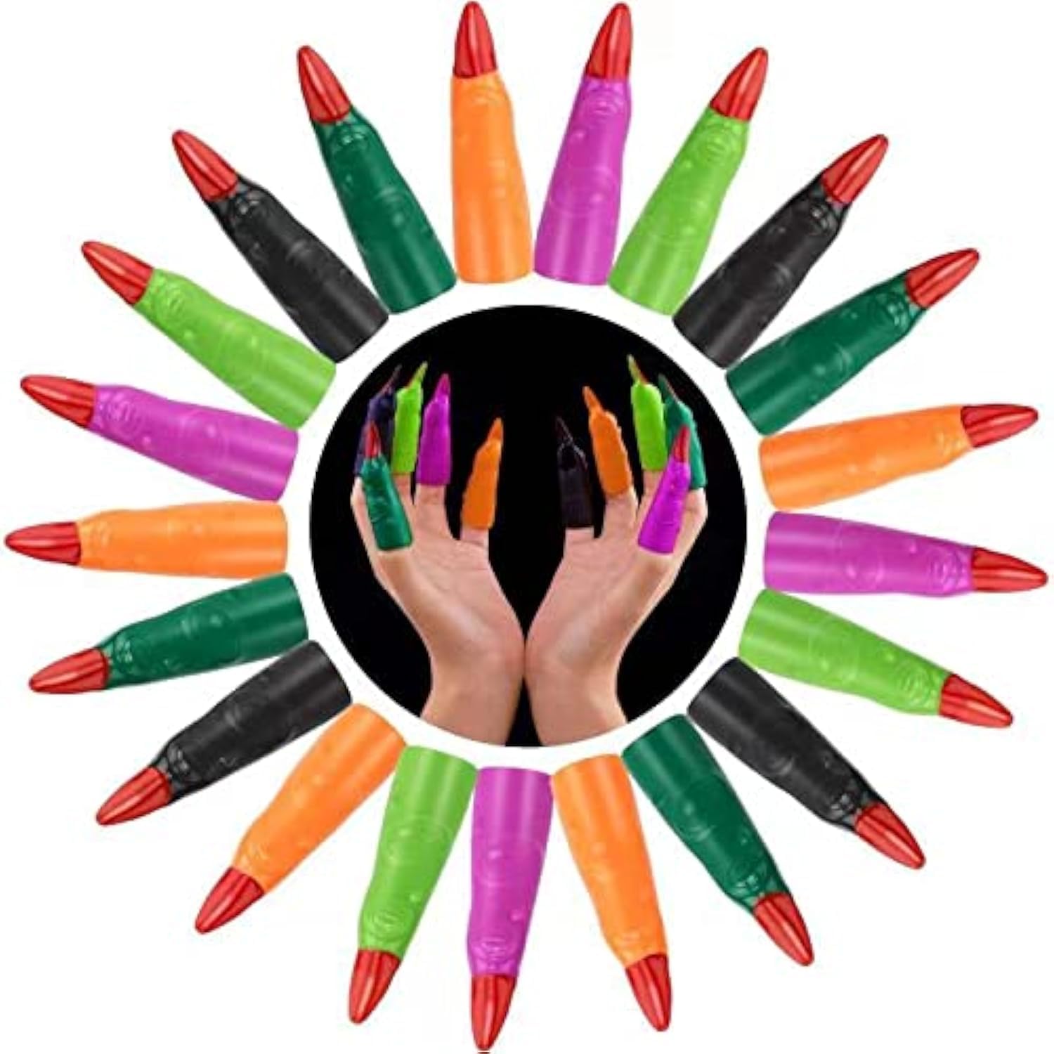 HFATMOS finger pointers for kids reading pack of twenty four front view showcasing vibrant multicolor selection