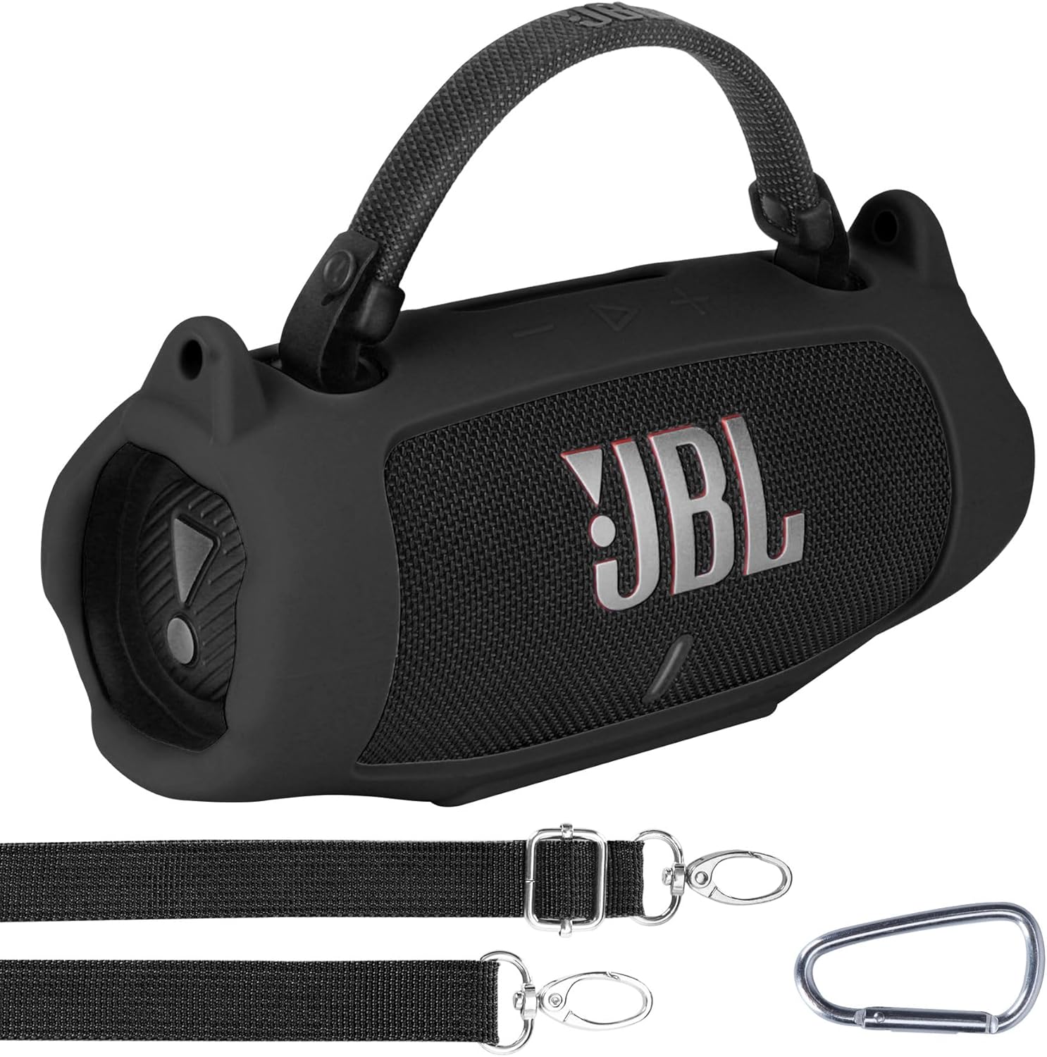 Silicone Cover Compatible with JBL Charge 6 Portable Speaker (Black Cover) - Image 1