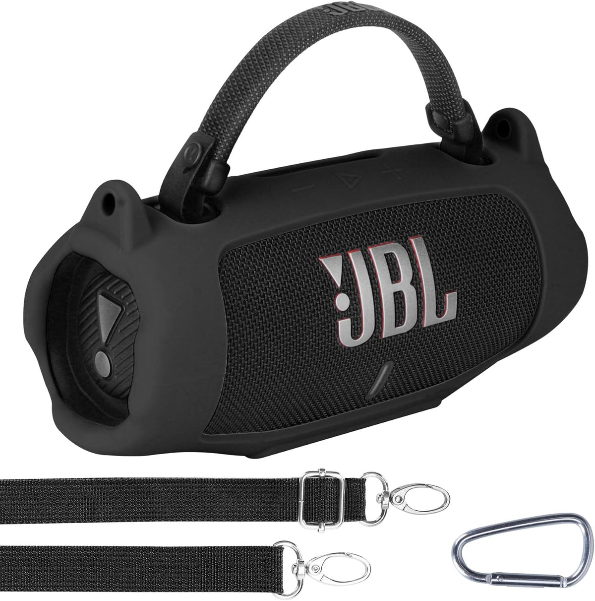 Silicone Cover Compatible with JBL Charge 6 Portable Speaker (Black Cover) - Image 1