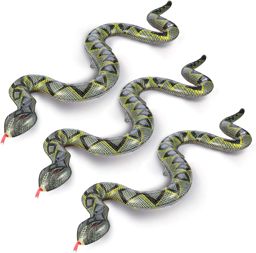 FuturePlusX inflatable fake snake 3-piece set front view floating in a backyard swimming pool