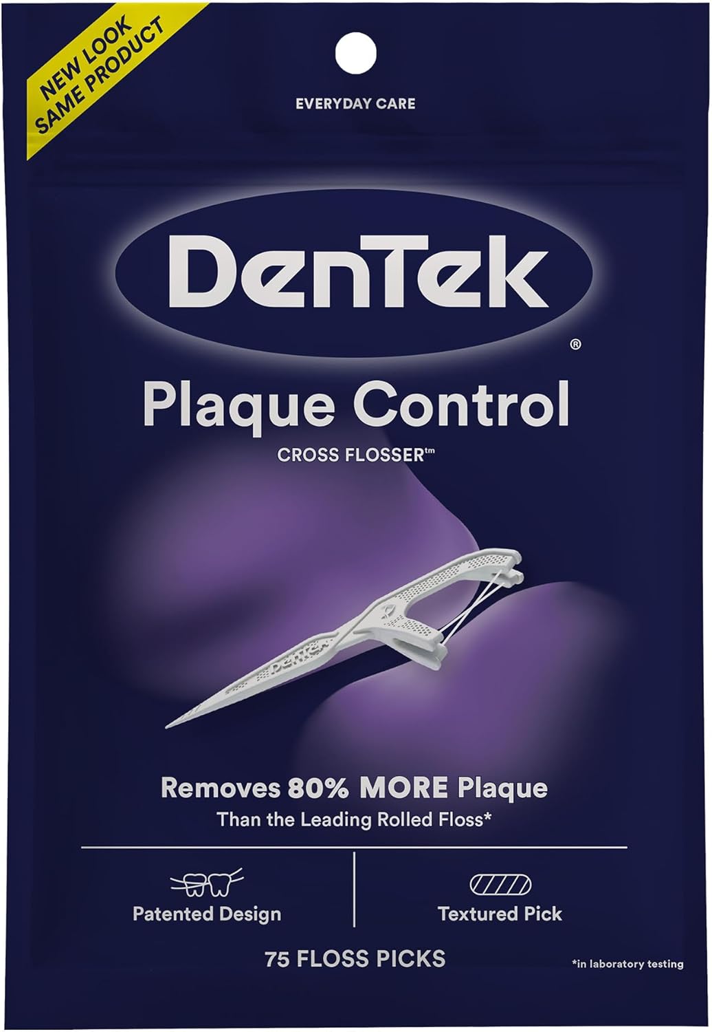 DenTek Cross Flosser Plaque Control Floss Picks, X-Shaped Floss, 75 count - Image 1