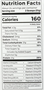Orgain Organic Protein certified vegan and non GMO seals packaging side view