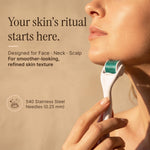 Beauty by Earth 0.25mm derma roller teal head close up