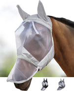 Rear view of dual-locking touch tape system on mask