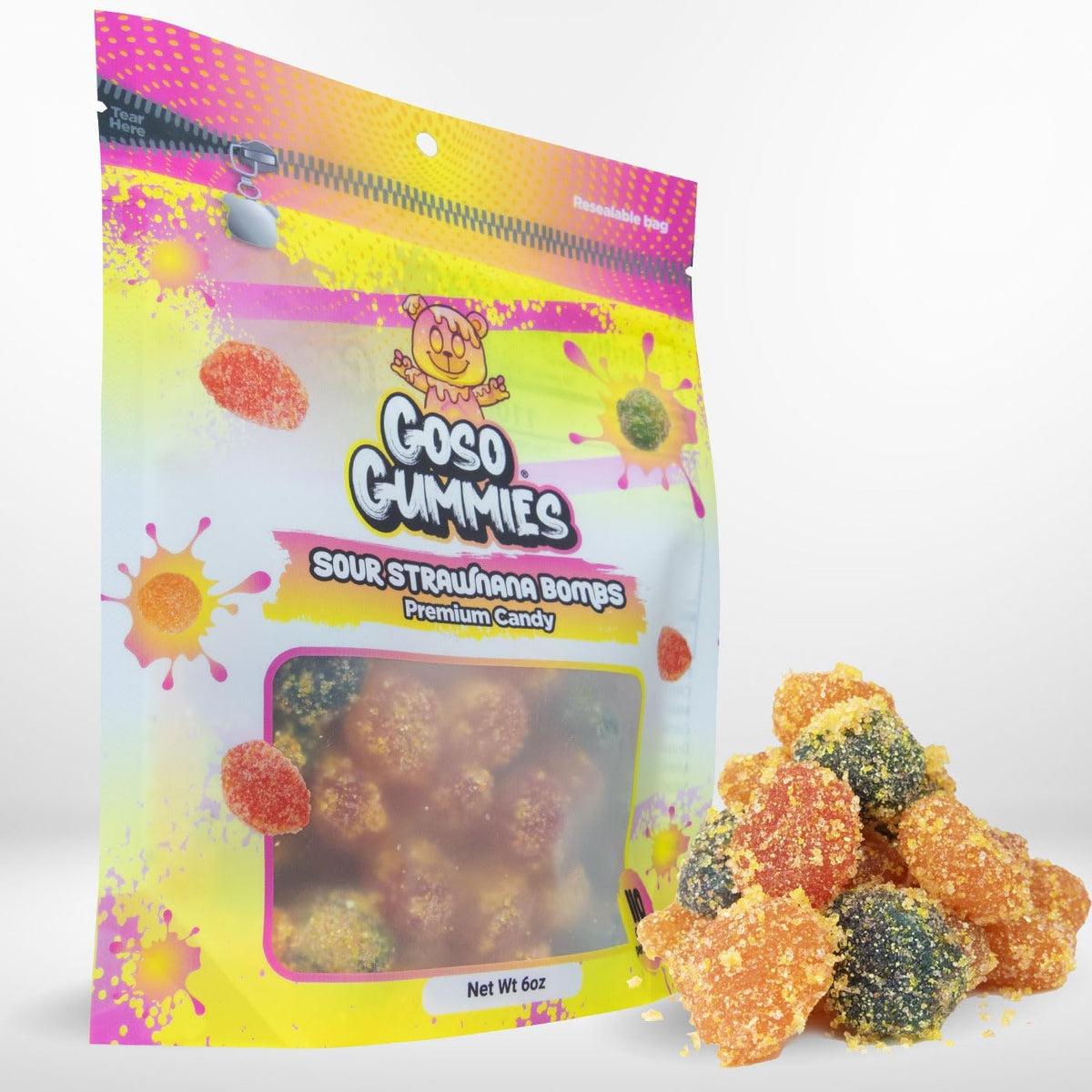 Goso Gummies Sour Blue Razz Gusher Bombs - 6oz Resealable Bag - Sour Blue Raspberry Filled Gusher Candy - Image 13