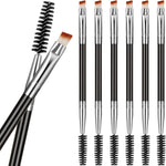 Boao 6 piece duo eyebrow brush set front view showing silver handles