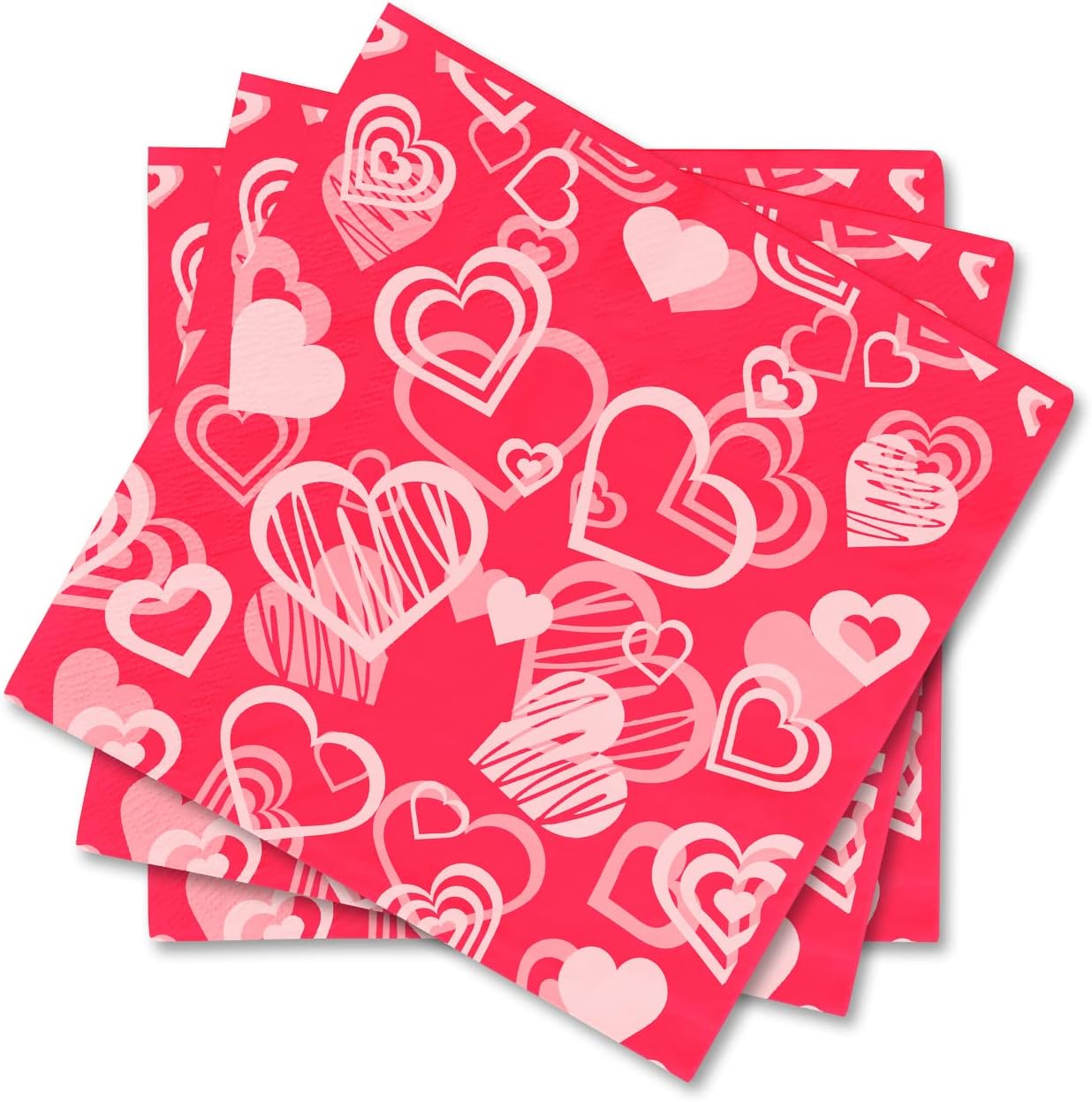 Gatherfun Valentine’s Party Disposable Napkins front view showing red heart design.