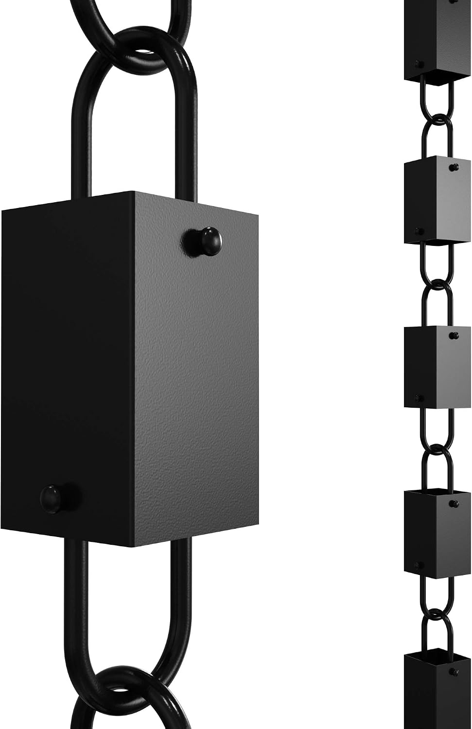 Rain Chains Direct - Square Link Rain Chain - 8.5 FT - Durable Black Powder-Coated Aluminum - Premium Rain Chains for Gutters - Image 1