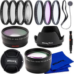 Ultimaxx 58mm lens filter accessory kit front view showing telephoto and wide angle lens attachments.