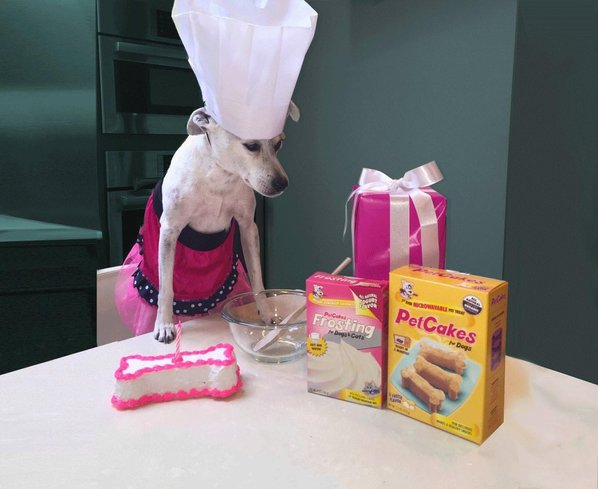 PetCakes reusable bone shaped pan with cake mix