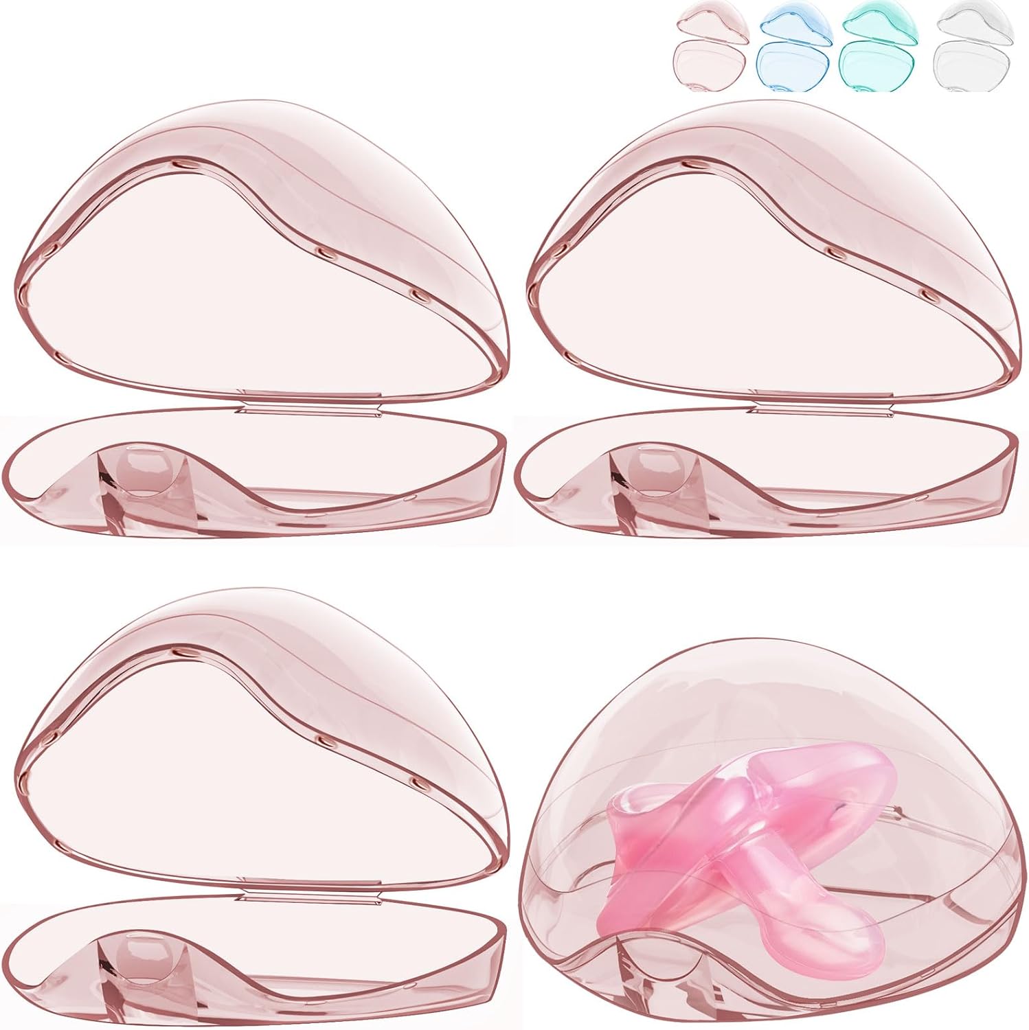 Smlpuame pacifier case front view showing transparent pink design