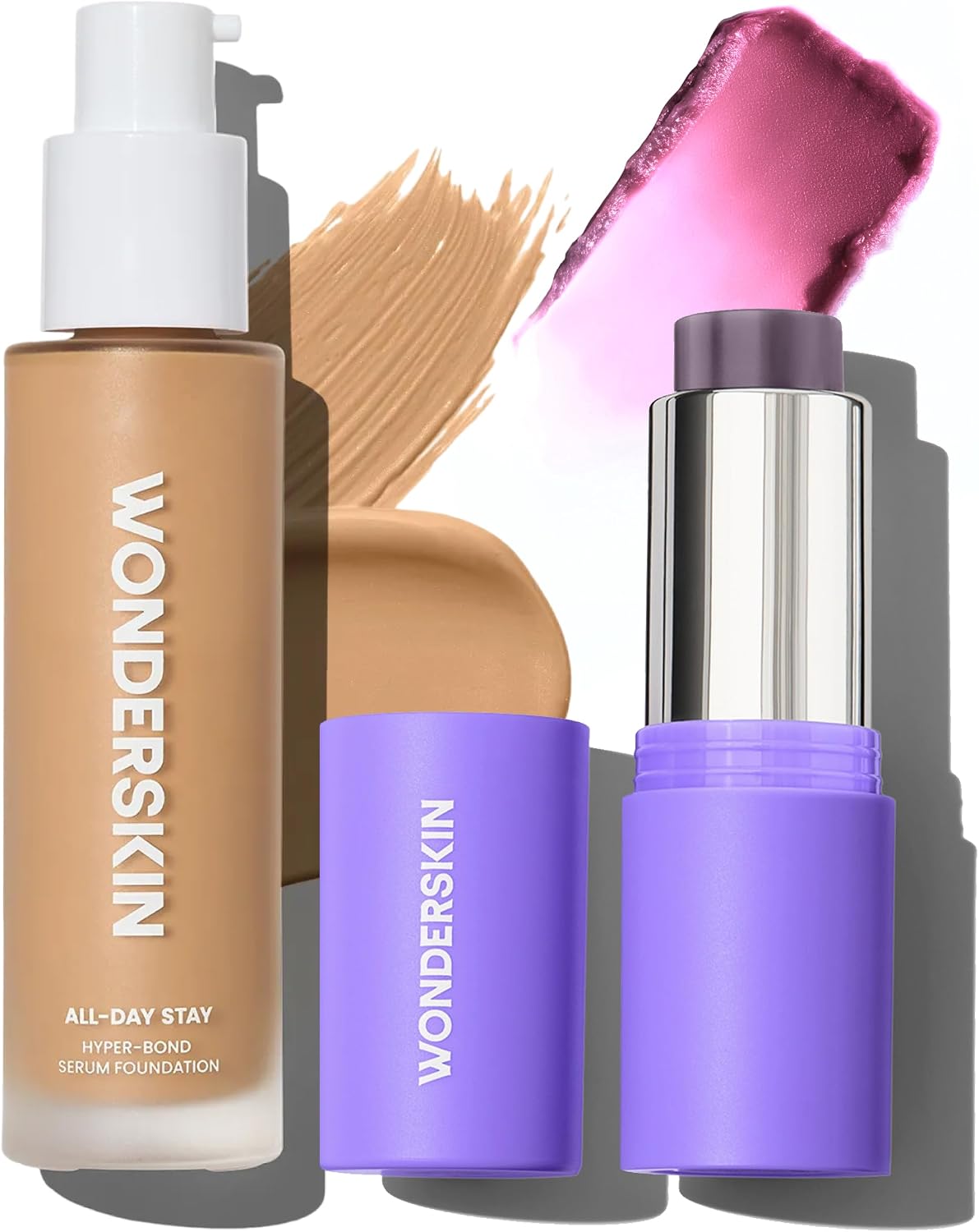 Wonderskin All-Day Stay Set front view showing foundation and blush stick