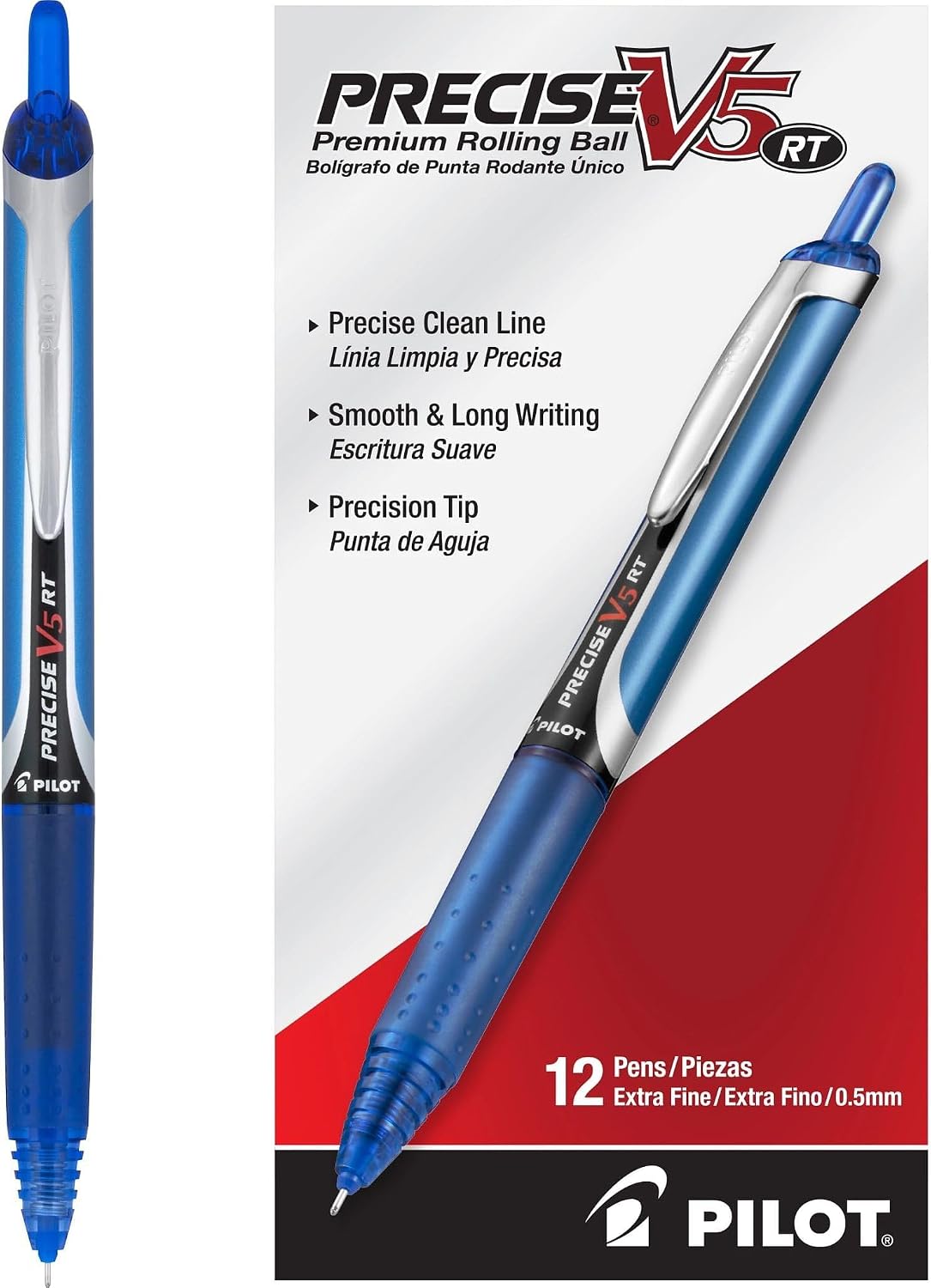 PILOT Precise V5 RT Retractable Rollerball Pens, 0.5mm, Blue, 12-Pack - Image 13