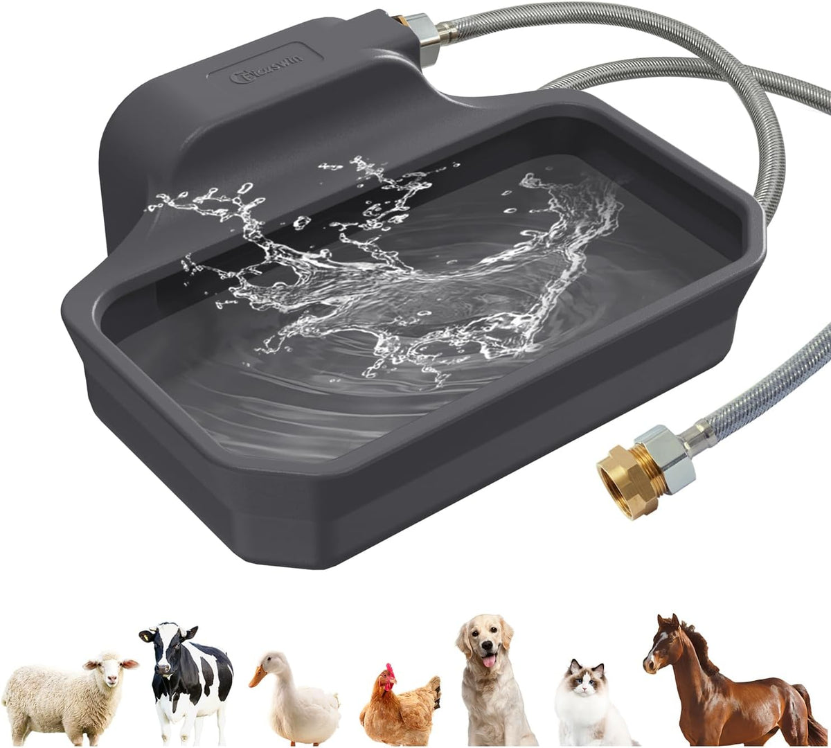 Ficuswin 135 Ounce automatic dog water dispenser front view outdoor setup