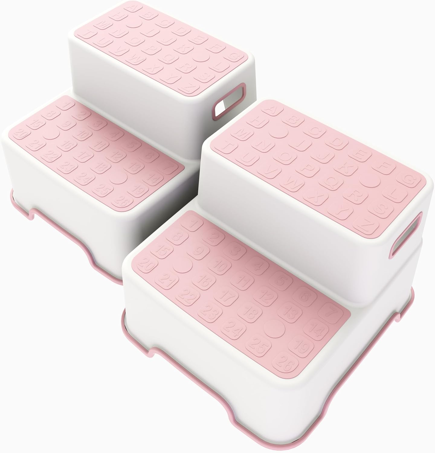 ZLMHYYM toddler step stool front view showing off white and pink non slip design for bathroom sinks