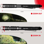 Okcomuy pen flashlight USB charging and battery compartment