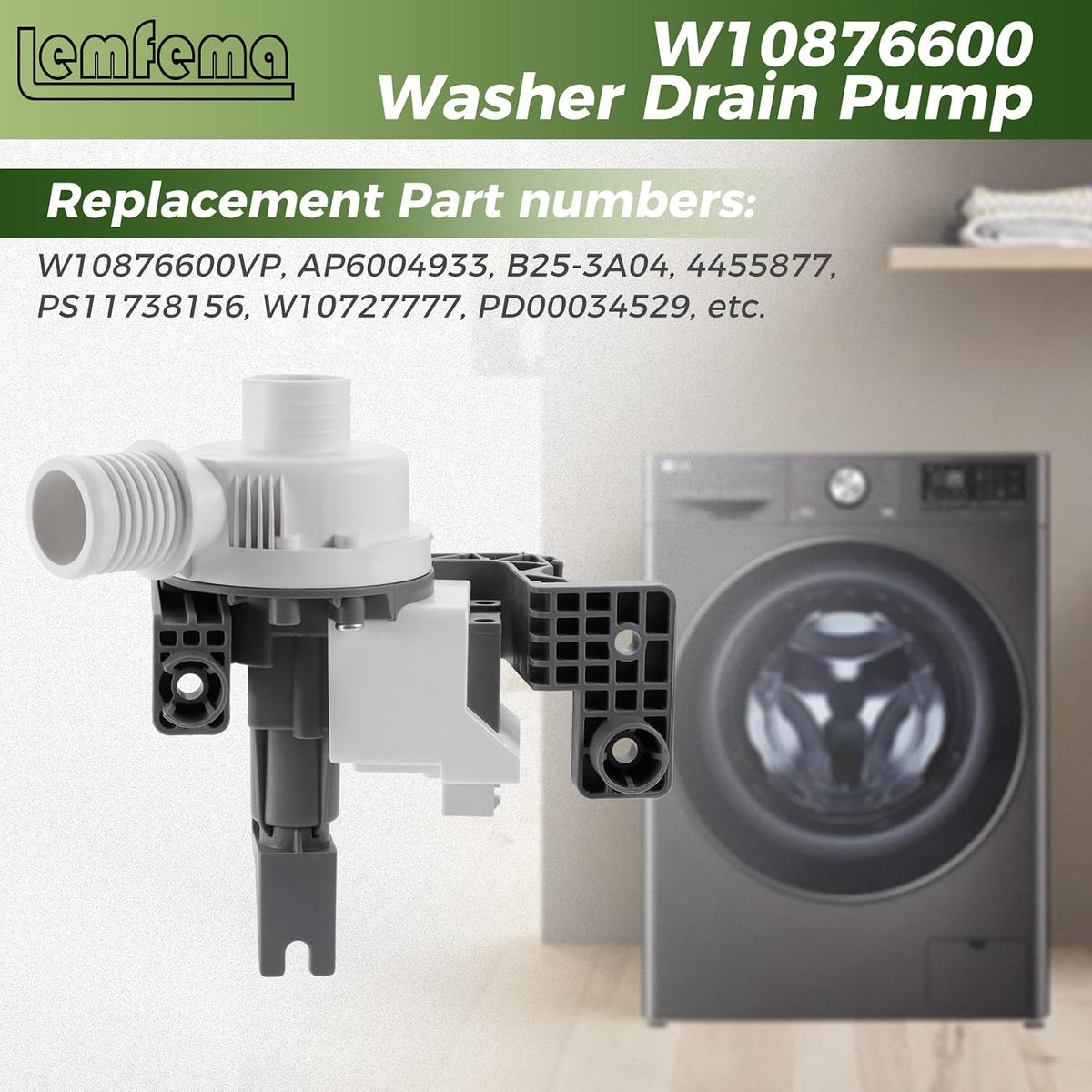 Lemfema W10876600 replacement part label and specifications