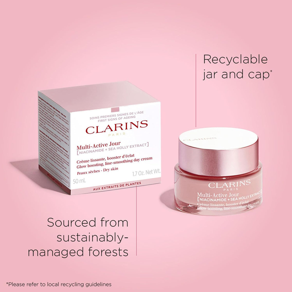 Clarins 50ml day cream jar lifestyle angle