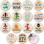 Roranic wooden baby first holiday milestone cards set front view