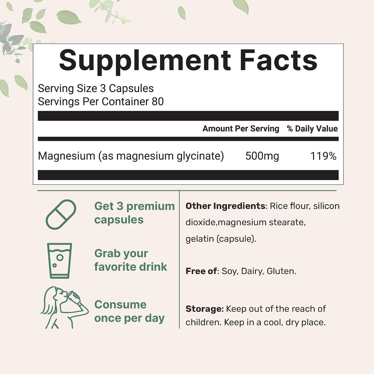 Micro Ingredients Magnesium Glycinate capsule close up view