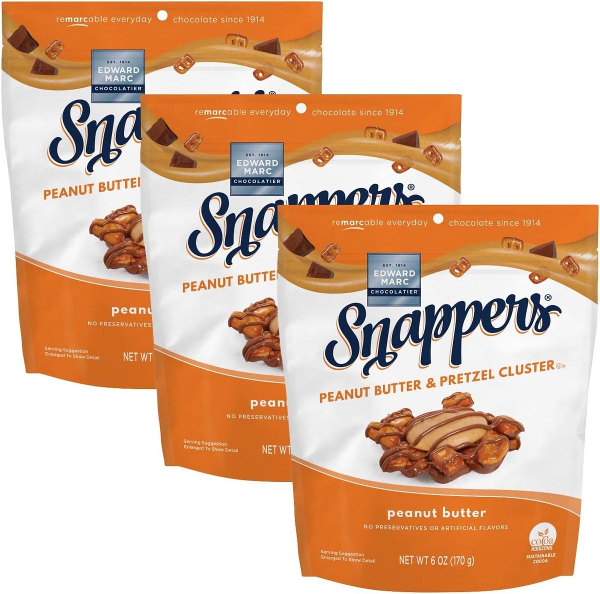 Edward Marc Snappers Sweet Caramel & Pretzels Cluster - Crunchy Pretzel Snack With Dark Chocolate & Sea Salt For Adults And Kids - 6 oz (pack of 1) - Image 8